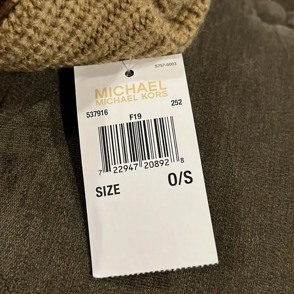 Michael Kors Women's Button Gloves, Gold/Camel NWT